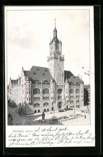 AK Stuttgart, Ansicht von Rathaus