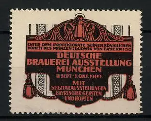 Reklamemarke München, Deutsche Brauerei-Ausstellung 1909, Münchner Kindl