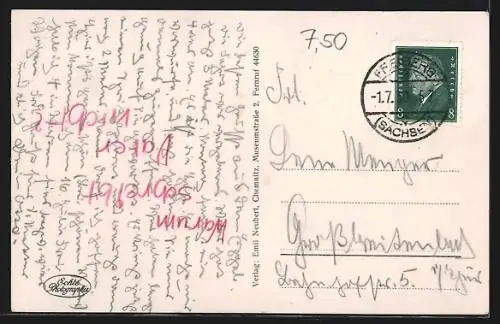 AK Börnichen / Zschopau, Ortsansicht aus der Vogelschau