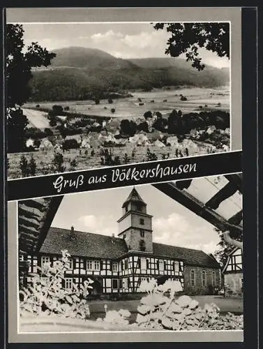 AK Völkershausen / Werra, altes Fachwerkhaus, Totalansicht