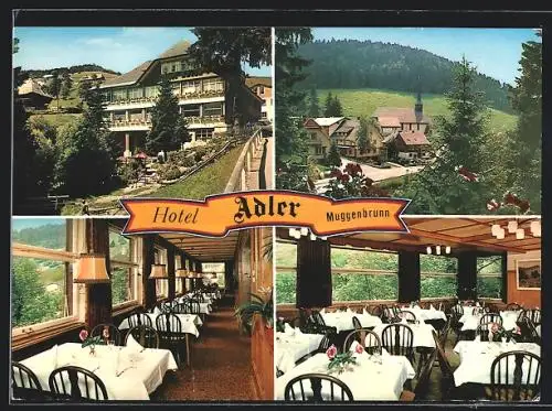 AK Muggenbrunn, Hotel Adler, Innen- und Aussenansicht