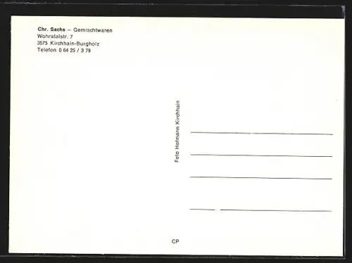 AK Burgholz / Kirchhain, Gemischtwaren Chr. Sachs, Wohratalsstr. 7, Wildschweingehege