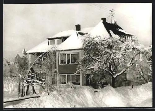 AK Bischofsgrün /Fichtelgebirge, Gästehaus Margarete im Winter, Pension
