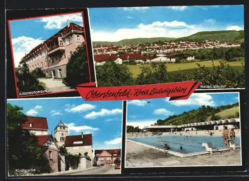 AK Oberstenfeld, Altenwohnheim, Neues Viertel, Schwimmbad, Kirchpartie