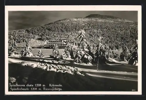 AK Spindlerbaude im Riesengebirge, Ansicht im Winter