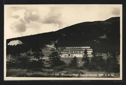 AK Spindlerbaude im Riesengebirge, Jugendkammhaus im Hintergrund