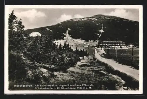 AK Spindlerbaude im Riesengebirge mit Jugendkammhaus Rübezahl und Kl. Sturmhaube