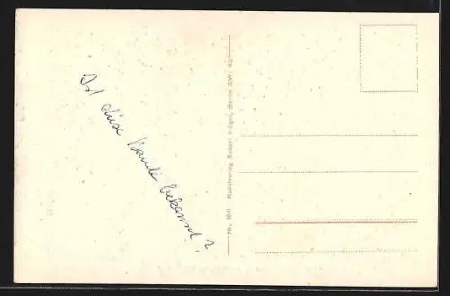 AK Spindlerbaude im Riesengebirge, Wanderer