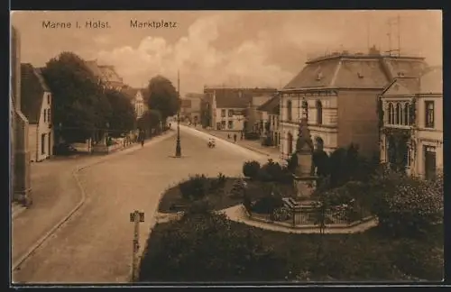 AK Marne in Holst., Strassenpartie am Marktplatz
