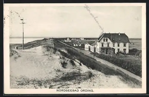 AK Ording, Hotel Utholm, Strandansicht mit Dünen