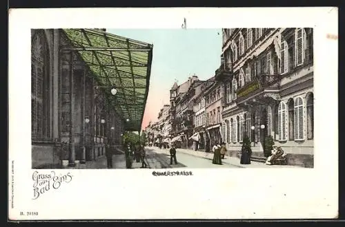 AK Bad Ems, Römerstrasse mit Passanten