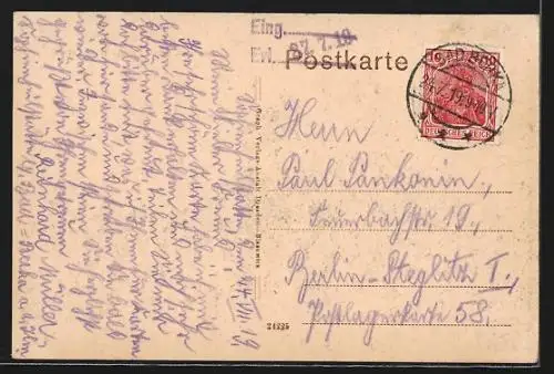 AK Bad Berka a. Ilm, Bahnhofstrasse mit Postamt