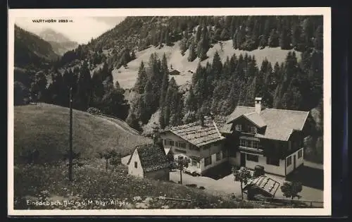 AK Einödsbach, Blick auf Gasthaus-Pension