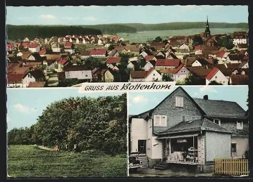 AK Bottenhorn /Kreis Biedenkopf, Bäckerei und Gemischtwarenhandlung Willi Staus, Ortsansicht