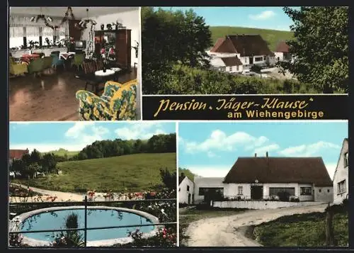 AK Blasheim /Kreis Lübbecke, Pension Jäger-Klause am Wiehengebirge, Innenansicht, Teich