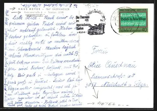 AK Badenweiler, Hotel Haus Meyer, Akazienstrasse 6