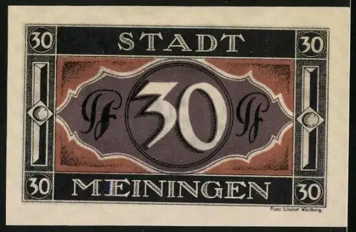 Notgeld Meiningen 1921, 30 Pfennig, Hahn im Burgtor