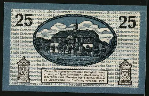 Notgeld Liebenwerda, 25 Pfennig, Am Rathaus
