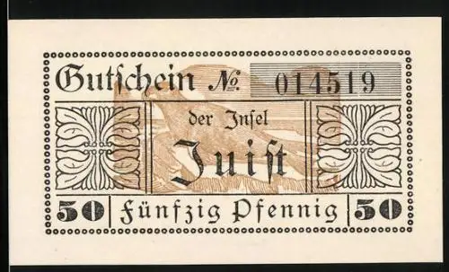 Notgeld Juist 1919, 50 Pfennig, Seelöwe am Wasser