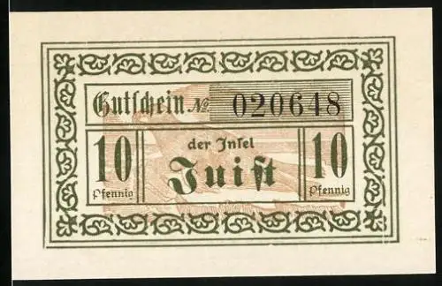 Notgeld Juist 1920, 10 Pfennig, Seelöwe schaut über das Meer
