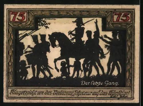 Notgeld Wesel 1921, 75 Pfennig, Wappen, der letzte Gang