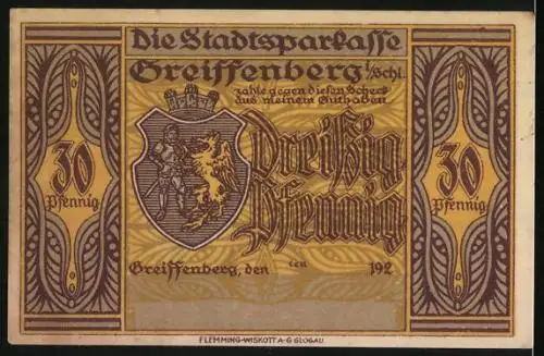 Notgeld Greiffenberg, 30 Pfennig, Berggeist Rübezahl