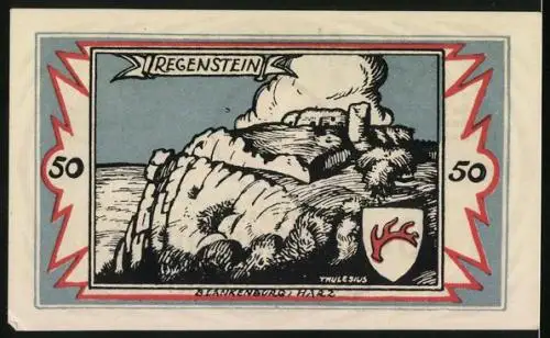 Notgeld Braunschweig 1923, 50 Pfennig, Ansicht der Blankenburg