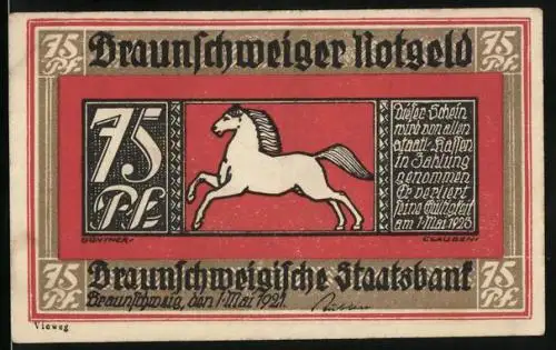 Notgeld Braunschweig 1921, 75 Pfennig, Der Wollmarkt
