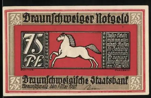 Notgeld Braunschweig 1921, 75 Pfennig, Krodobrunnen in Bad Harzburg