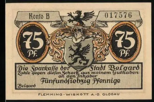 Notgeld Belgard, 75 Pfennig, Das Hohe Tor