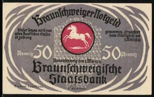 Notgeld Braunschweig 1921, 50 Pfennig, Burgruine Regenstein bei Blankenburg