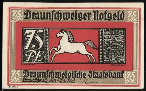 Notgeld Braunschweig 1921, 75 Pfennig, Krodobrunnen in Bad Harzburg