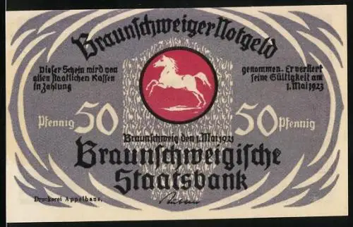 Notgeld Braunschweig 1921, 50 Pfennig, Bad Harzburger Pferderennen