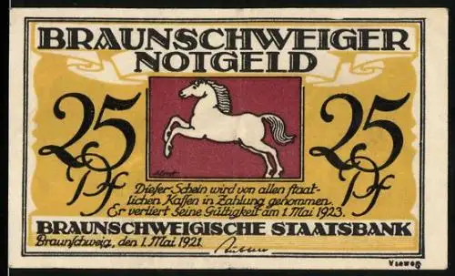 Notgeld Braunschweig 1921, 25 Pfennig, Kurhaus in Bad Harzburg