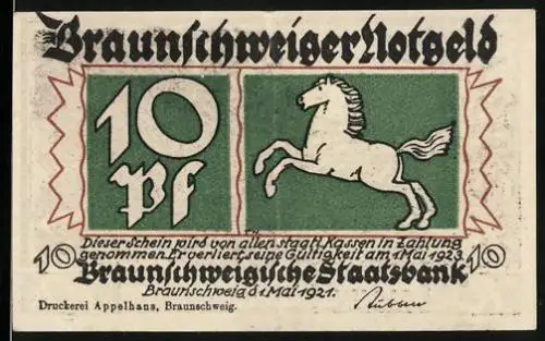 Notgeld Braunschweig 1921, 10 Pfennig, Autofahrt in die Berge bei Bad Harzburg