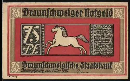 Notgeld Braunschweig 1921, 75 Pfennig, Till Eulenspiegel als Arzt