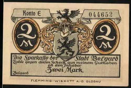 Notgeld Belgard, 2 Mark, Die St. Marienkirche