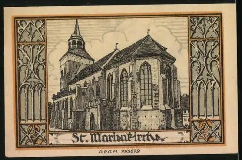 Notgeld Belgard, 2 Mark, Die St. Marienkirche