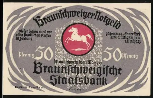 Notgeld Braunschweig 1921, 50 Pfennig, Partie am Altstadtmarkt