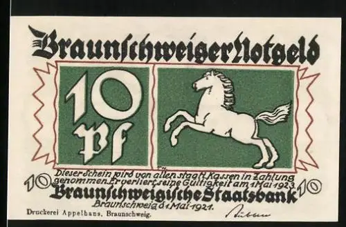 Notgeld Braunschweig 1921, 10 Pfennig, Rathaus in Blankenburg
