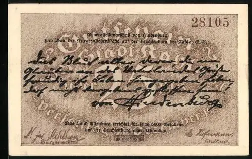 Notgeld Kahla 1921, 25 Pfennig, Fliegeraufnahme der Leuchtenburg