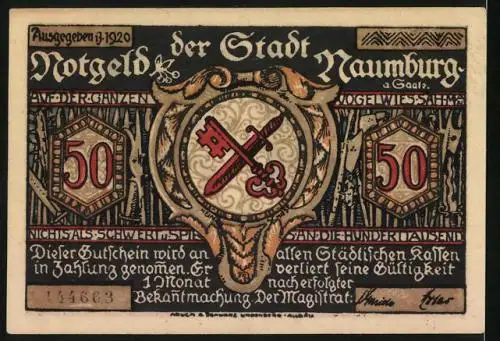 Notgeld Naumburg a. Saale 1920, 50 Pfennig, Die Hussiten ziehen vor Naumburg auf