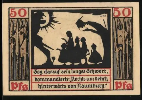 Notgeld Naumburg a. Saale 1920, 50 Pfennig, Hussit entführt Kinder