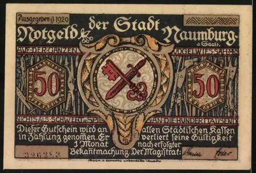 Notgeld Naumburg a. Saale 1920, 50 Pfennig, Hussit entführt Kinder