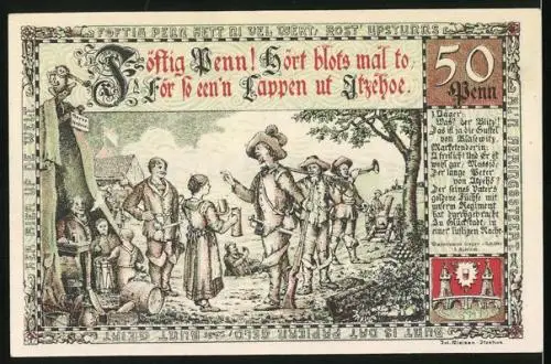 Notgeld Itzehoe 1920, 50 Pfennig, Jäger in ihrem Camp