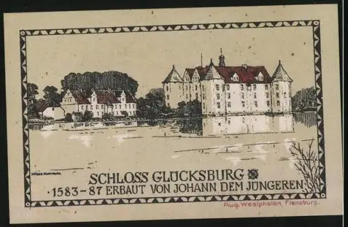 Notgeld Glücksburg 1920, 1 Mark, Blick aufs Schloss Glücksburg