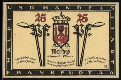 Notgeld Frankfurt a. O., 25 Pfennig, Das Rathaus der Stadt