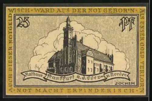 Notgeld Frankfurt a. O., 25 Pfennig, Das Rathaus der Stadt