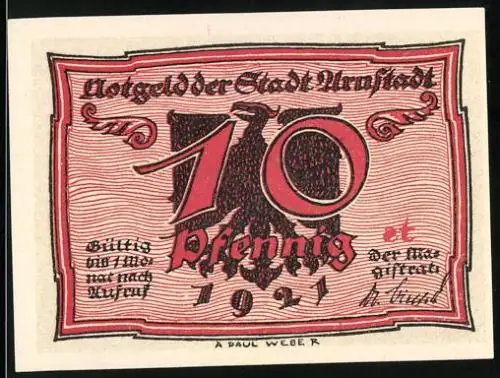 Notgeld Arnstadt 1921, 10 Pfennig, Zwei reiche Schieber