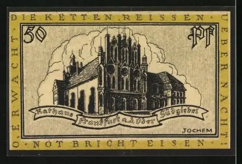 Notgeld Frankfurt a. O., 50 Pfennig, Der Südgiebel des Rathauses